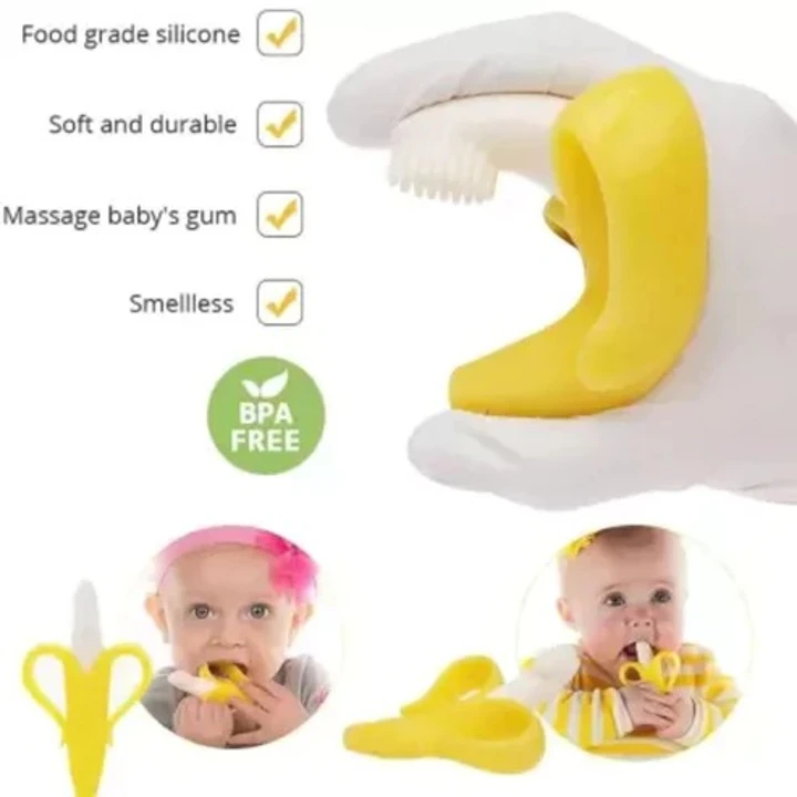 Silicone banana shaped teether for baby  uploaded by Kidskart.online on 9/29/2023