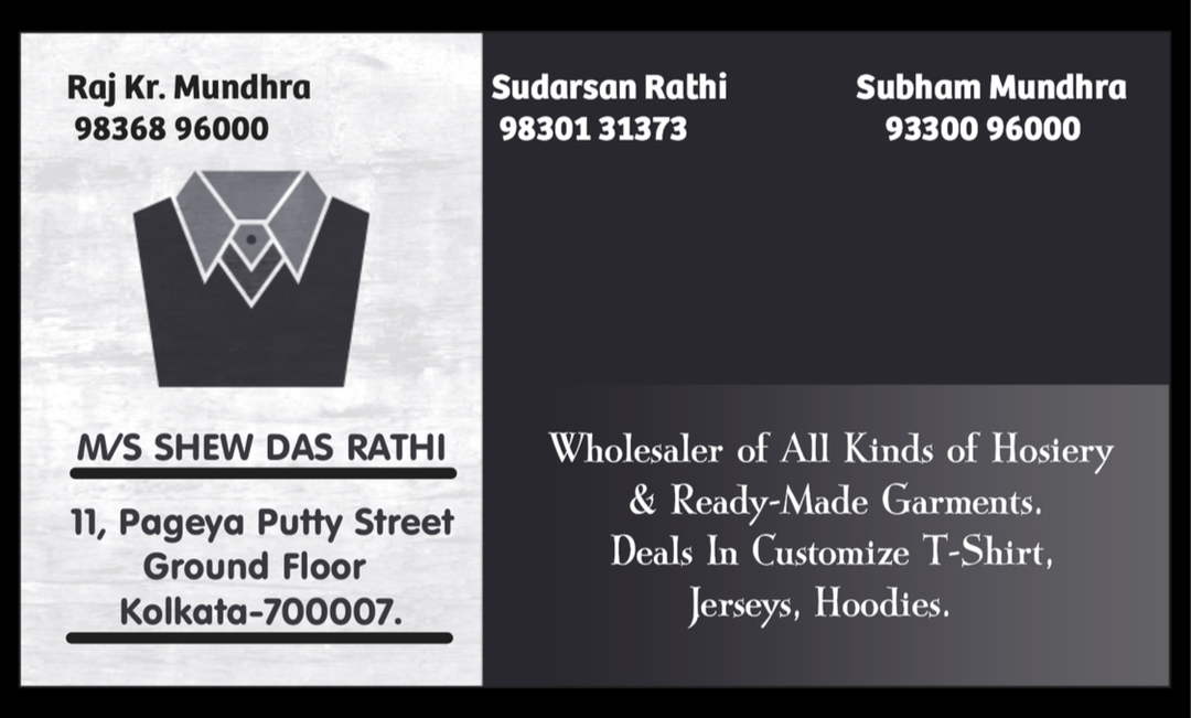 Visiting card store images of Shew Das Rathi