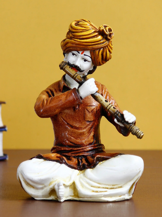 🥰😍😌Polyresin Rajasthani Musician Men Statue Playing Flute Human Figurines Home Decor Showpiece
 uploaded by business on 9/29/2023