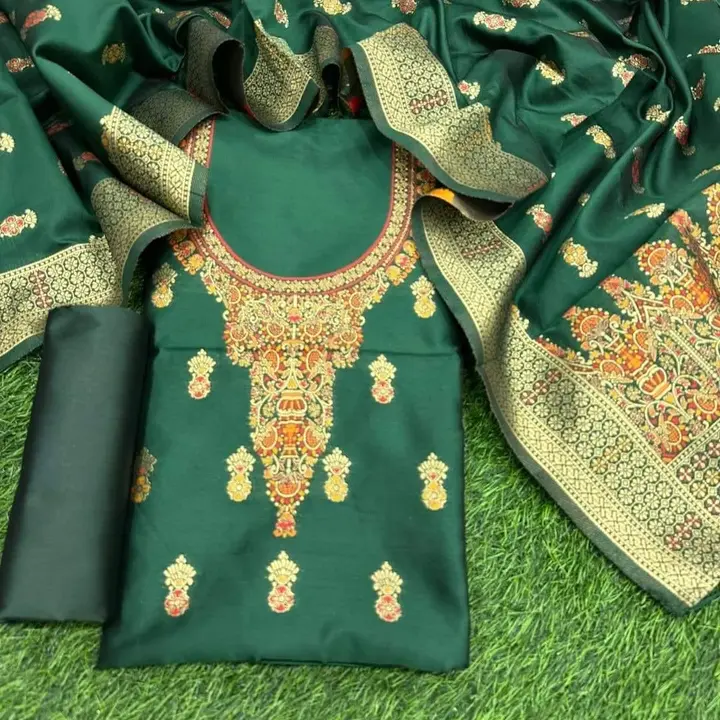 Exclusive Beautiful Banarasi Thafeta Silk Floral Desgine Bridal 3pes Suite  uploaded by business on 9/30/2023