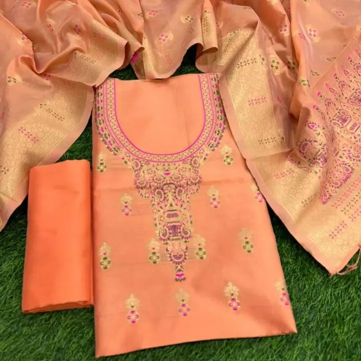 Exclusive Beautiful Banarasi Thafeta Silk Floral Desgine Bridal 3pes Suite  uploaded by G.N.S. on 9/30/2023