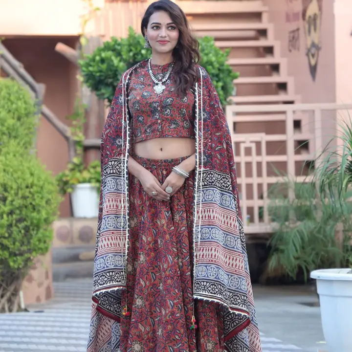 Bagru Hand Block Printed Cotton lengha choli with dupatta  uploaded by business on 9/30/2023
