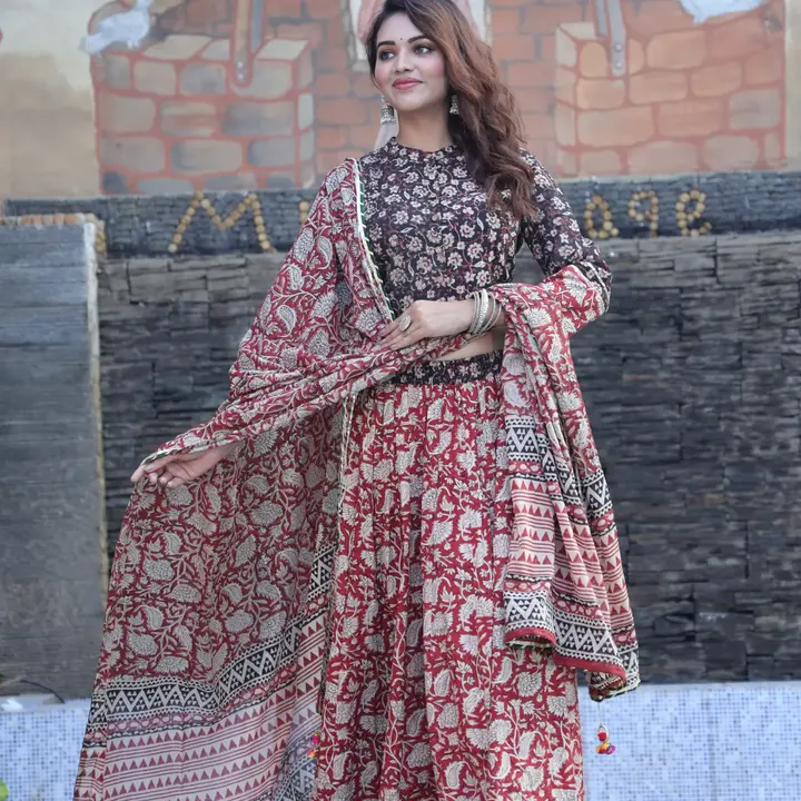 Bagru Hand Block Printed Cotton lengha choli with dupatta  uploaded by business on 9/30/2023