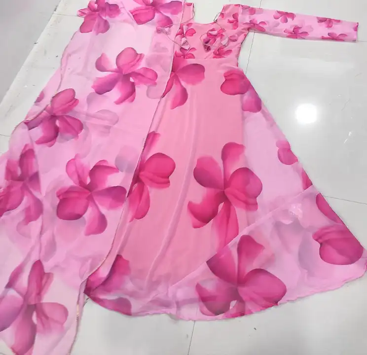 Fox Georgette gown dupata  uploaded by Suyukti fab on 9/30/2023