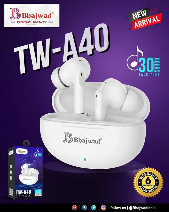 New launching🚀 TW A40  Earbuds 30hrs music 🎶 time with 6 months warranty. uploaded by business on 9/30/2023