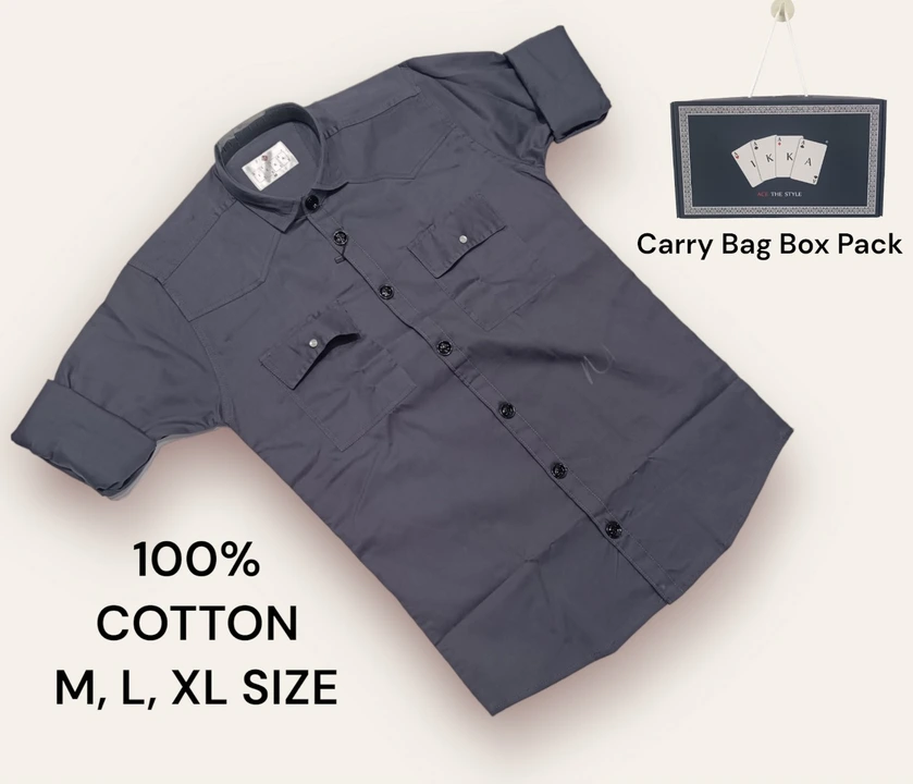 ♦️♣️1KKA♥️♠️ EXCLUSIVE BOX PACKING CARGO COTTON SOLID SHIRTS FOR MEN uploaded by Kushal Jeans, Indore on 9/30/2023