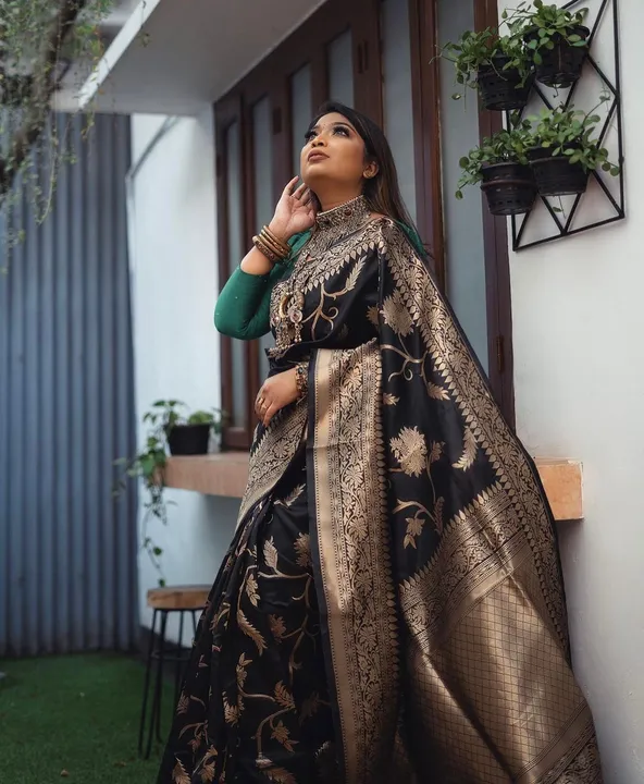 Rich pallu With Allover Golden Zari Weaving design saree  uploaded by DHANANJAY CREATION  on 9/30/2023