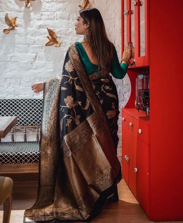 Rich pallu With Allover Golden Zari Weaving design saree  uploaded by DHANANJAY CREATION  on 9/30/2023