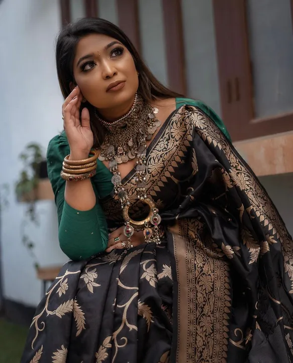 Rich pallu with allovar golden zari weaving design saree  uploaded by Dhananjay Creations Pvt Ltd. on 9/30/2023