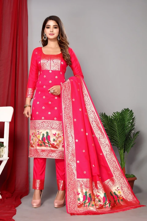 Paithani Dress Material With Latest And Beautifull Unique Unstitched Salwar Suits In Banarasi Jeacar uploaded by Manasvi Enterprise on 9/30/2023