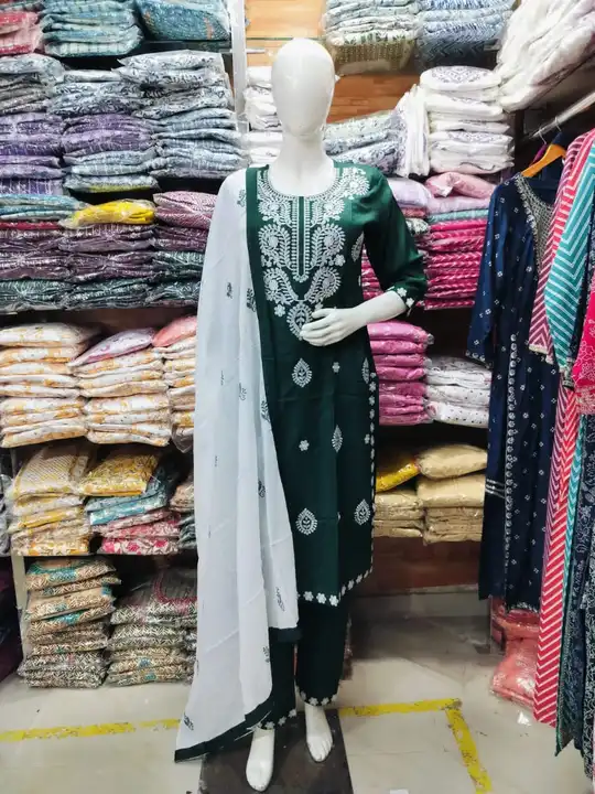 Embroidered kurti with pent and dupatta  uploaded by business on 9/30/2023