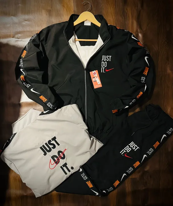 BRAND JUST DO IT 
AC MARKET QUALITY 💥
TRACK SUIT
SIZE L XL XXL
FABRIC TPU WITH RICE NET
FRONT AND B uploaded by K.KALIA APPARELS  on 10/1/2023