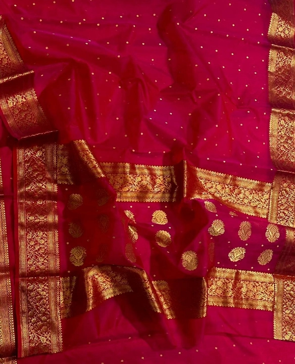 Post image For sale in chanderi handloom saree pure katan silk golden work saree directly weavar purchase wholesale prices available whatsapp no 9039944893