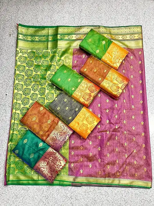 Satin Self Design Scott border Saree
*In* *Low* *Price* 
Full Saree with Blouse
Colour - 7 
Set      uploaded by business on 10/1/2023