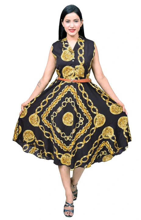 Women chain printed blk dress  uploaded by Rd fashion on 10/1/2023