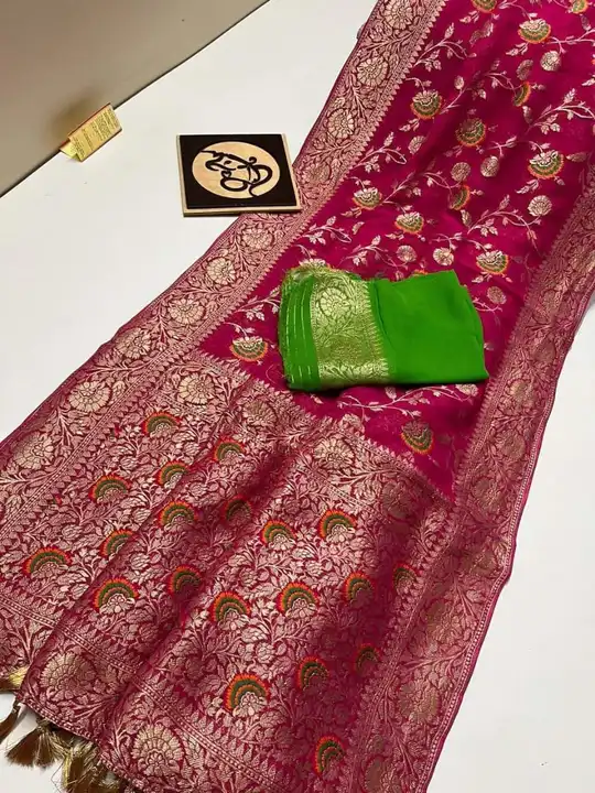 New collection Banarasi Samy gyorgate shoft fancy silk sarees Raning Blause wholesalers  uploaded by business on 10/2/2023