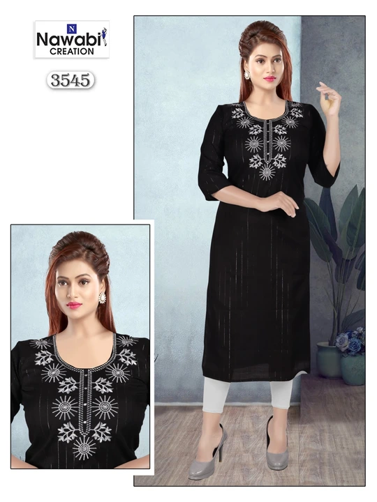 D.no:3545 ( Only Kurti )

Style: Straight Embroidered Kurti

Fabric: Cotton ( Magic Lurex)

Size: L
 uploaded by NAWABI CREATION on 10/2/2023