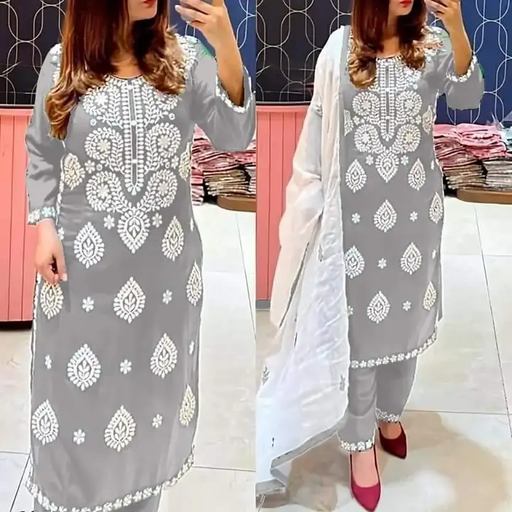 Embroidered kurti with pent and dupatta  uploaded by PANIHARI COLLECTION CENTRE on 10/2/2023