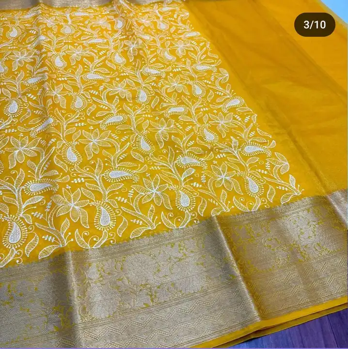 BHAGALPURI ORGANZA BANARSI WITH EMBROIDERY DESIGN SAREE  uploaded by S.N.COLLECTIONS  on 10/2/2023