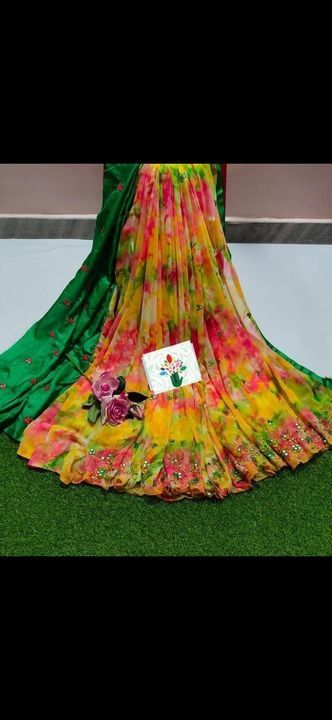 Embroidery and mirror work saree uploaded by business on 3/22/2021