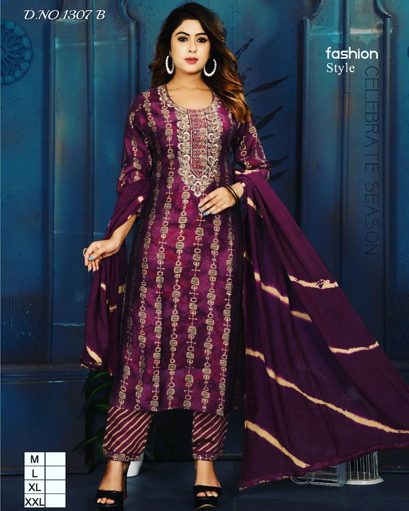 Pure maslin handwork suit with mill print dupatta uploaded by business on 10/2/2023