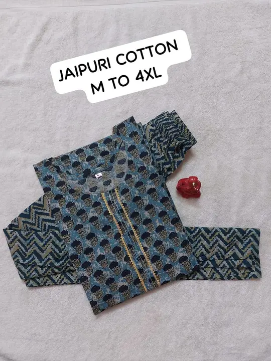 PURE JAIPURI COTTON 60×60 KURTI PANT SETS uploaded by Fatema Fashion on 10/3/2023