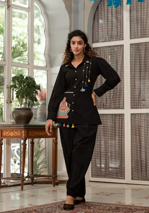 Black embroidered kurta pant set  uploaded by business on 10/3/2023