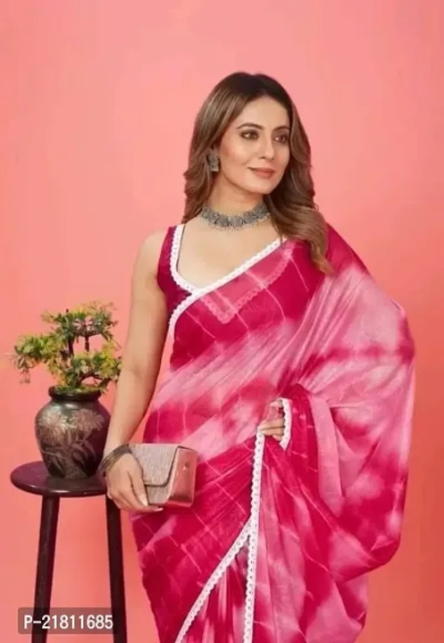 Chiffon Lace Border Printed rinted Saree With Blouse Piece  uploaded by Udaan on 10/3/2023
