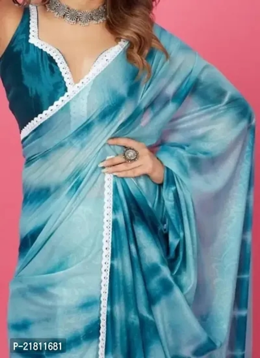 Chiffon Lace Border Printed rinted Saree With Blouse Piece  uploaded by Udaan on 10/3/2023