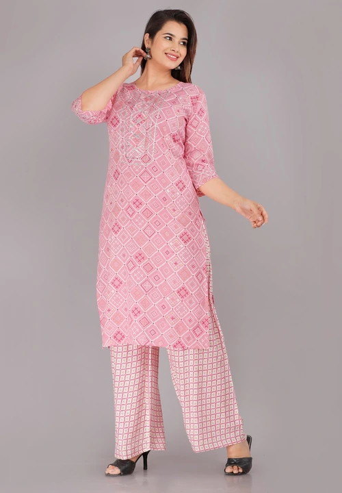 Rayon pink kurta set  uploaded by Keshav creation on 10/3/2023