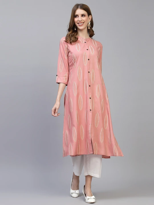 Rayon peach and blue and black printed kurti  uploaded by Keshav creation on 10/3/2023