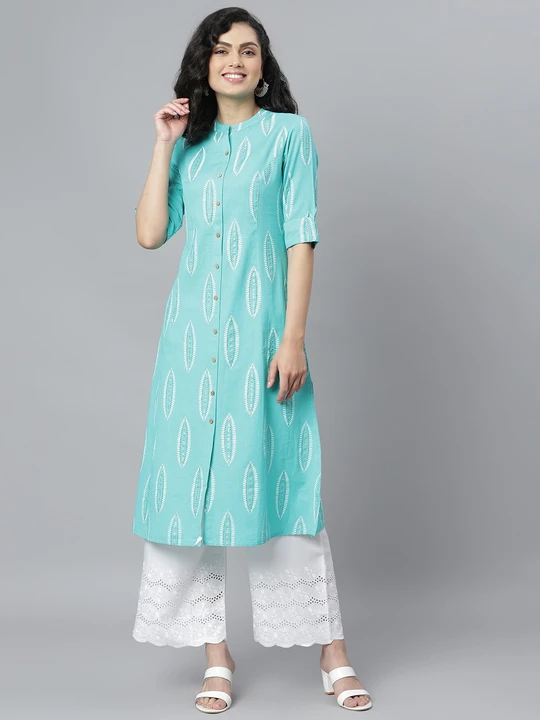 Rayon peach and blue and black printed kurti  uploaded by Keshav creation on 10/3/2023