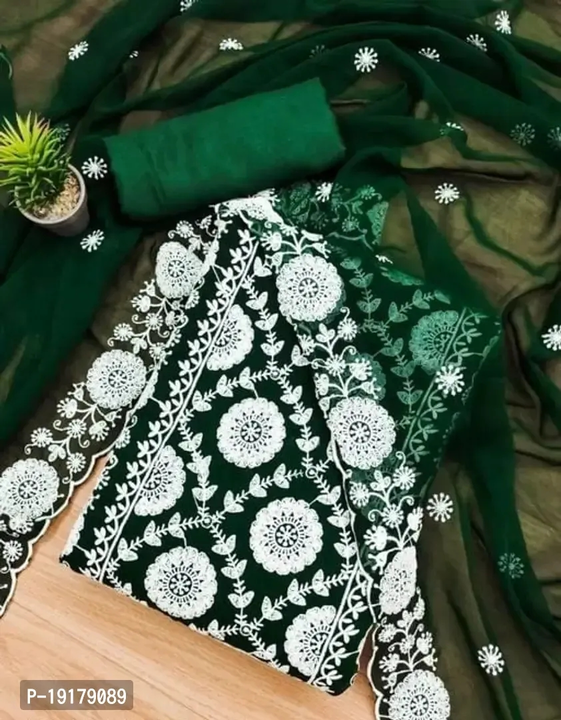 Authentic Georgette Embroidered Unstitched Dress Material With Dupatta uploaded by business on 10/3/2023