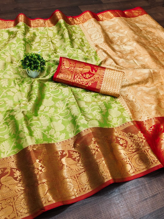 Soft Kanjivaram Silk Saree With Zari Weaving Design And Zari Border With Zari Weaving Rich Pallu  uploaded by Manasvi Enterprise on 10/3/2023