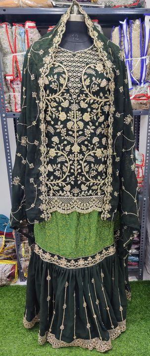 Fox Georgette top with heavy work with full zarkan with ghagra  uploaded by Humera fashion on 10/3/2023