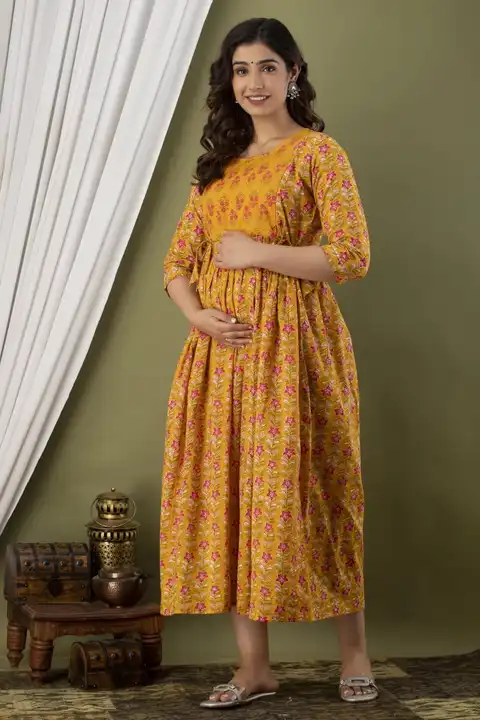 cotton metinity ( Feeding gown)  Long Kurti with Belt style*Gown lenth 46 uploaded by Craftart creations/ (M)9413043120 on 10/4/2023