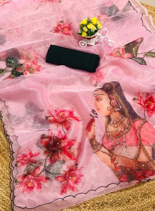 Organza saree with hand work  uploaded by R V FASHION HUB on 10/4/2023