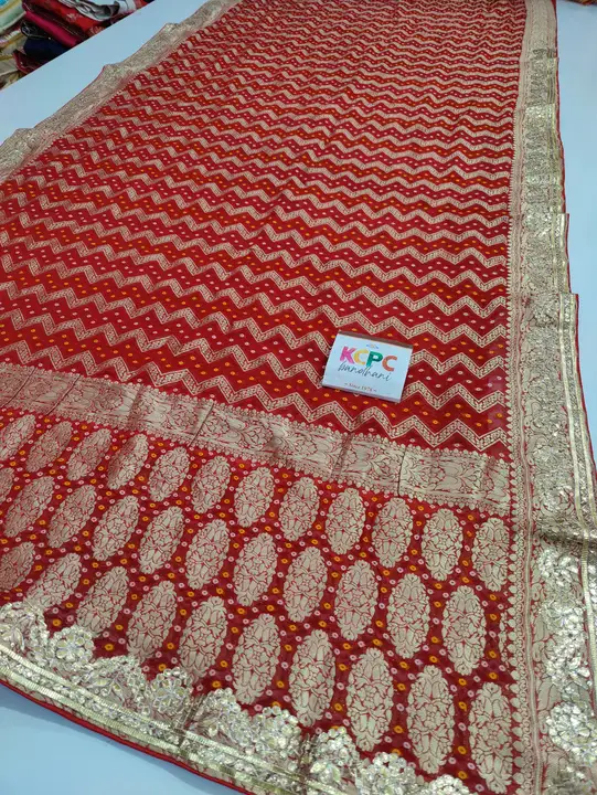 Pure Georgette Bandhani Ghatchola Heavy Gotapatti Work Saree uploaded by business on 10/4/2023