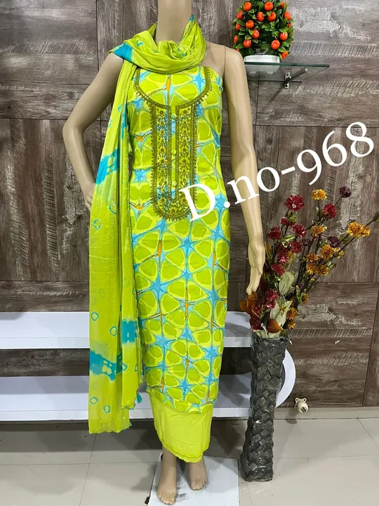 Heavy reyon cotton with chiffon dupatta uploaded by business on 10/4/2023