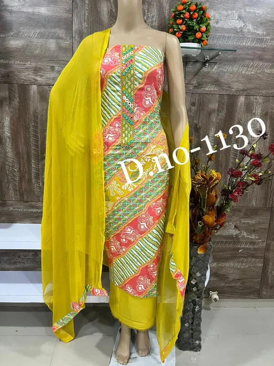Heavy reyon cotton with chiffon dupatta uploaded by A/N Collection  on 10/4/2023