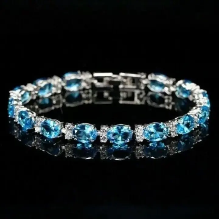 Blue-white Sapphire AD Bracelet in Pure Silver uploaded by business on 10/4/2023