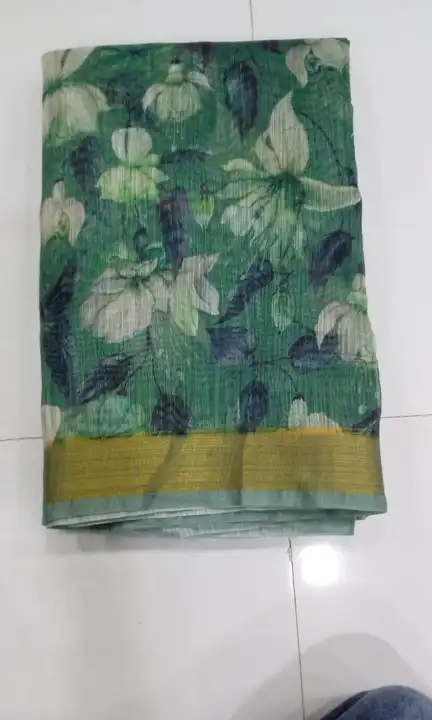 Cotton digital print saree with zari border uploaded by business on 10/4/2023