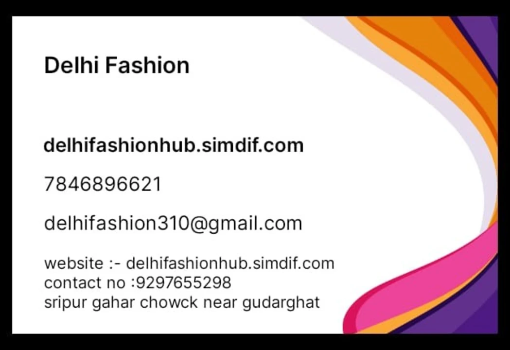 Visiting card store images of Delhi Fashion clothing shop 