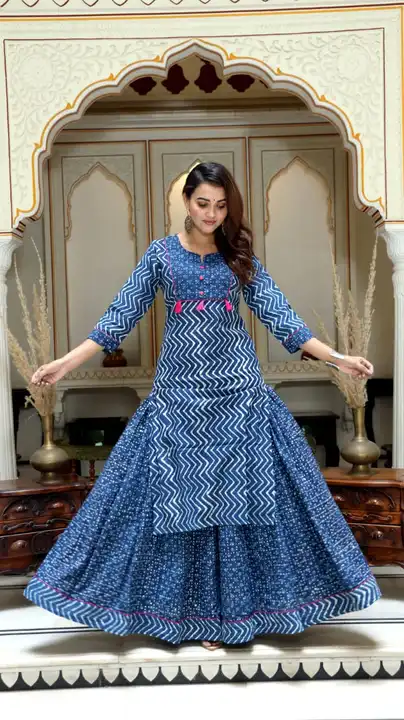 Anarkali sets with cotton dupatta  uploaded by Bagru print shuit, saree, dresses manufacturers on 10/5/2023