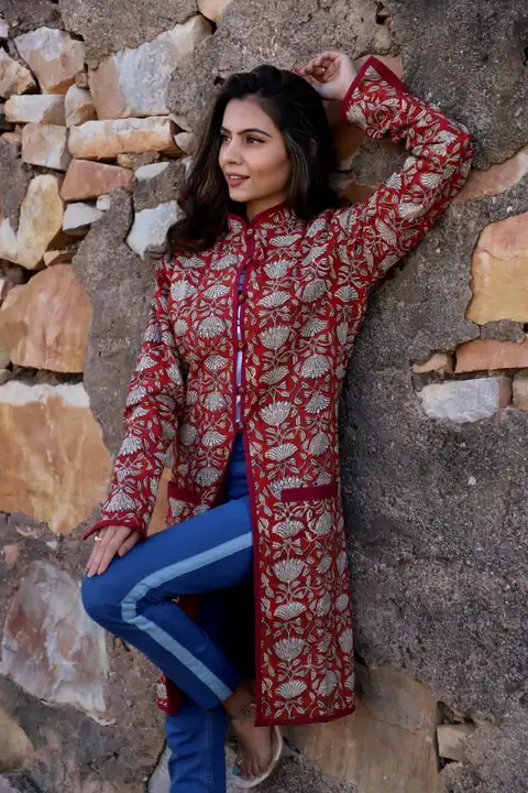 

*New winter collection of Traditional Bagru Hand Block Printed long Jacket uploaded by Bagru print shuit, saree, dresses manufacturers on 10/5/2023