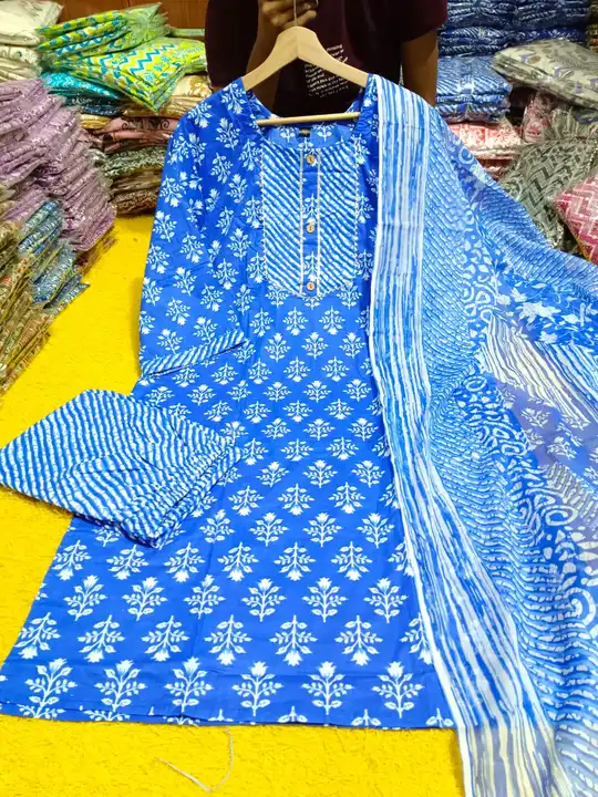 Cotton fabric kurta pant dupatta in Plus size uploaded by Kabir Fashion World on 10/5/2023