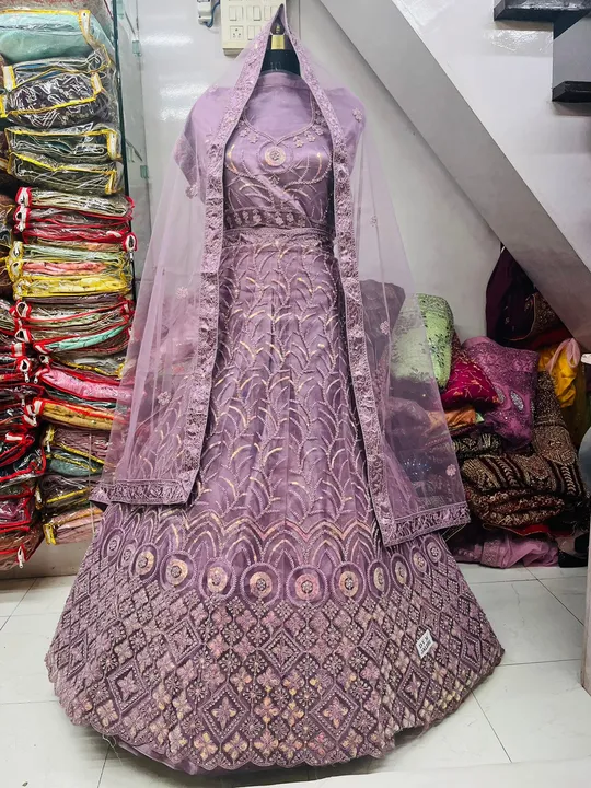 1100Rs.                  Ragini 
Heavy net wid sequence work 
12 inch can caan canvas 
1.20 blouse o uploaded by Shri collection on 10/5/2023