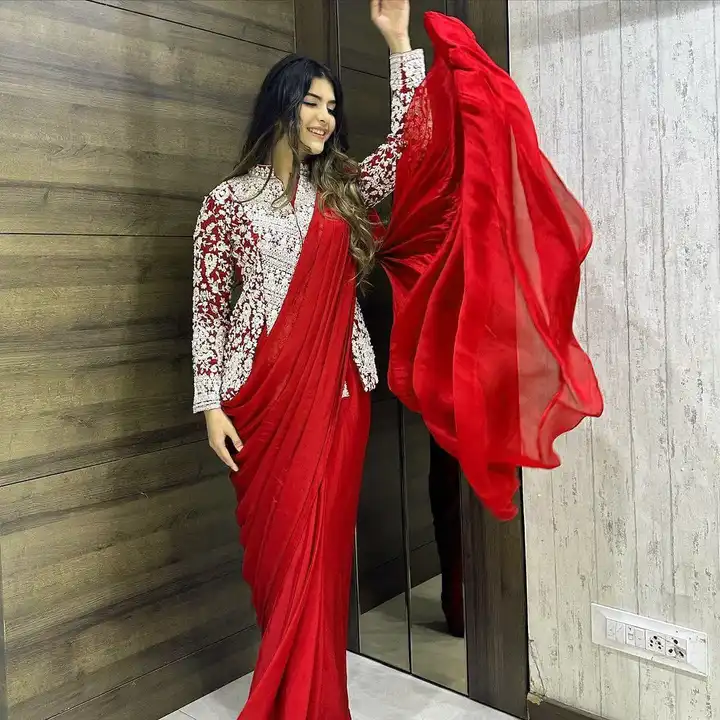 Karwachauth spcl ready to wear saree mj uploaded by business on 10/5/2023