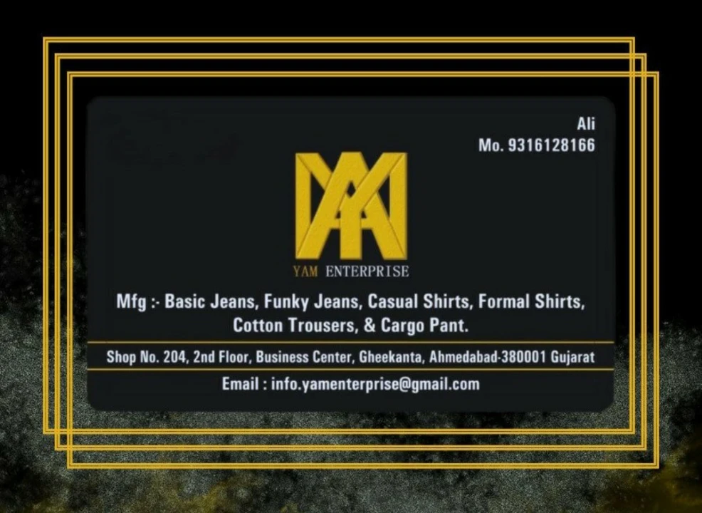 Visiting card store images of Yam Enterprise Clothing Company