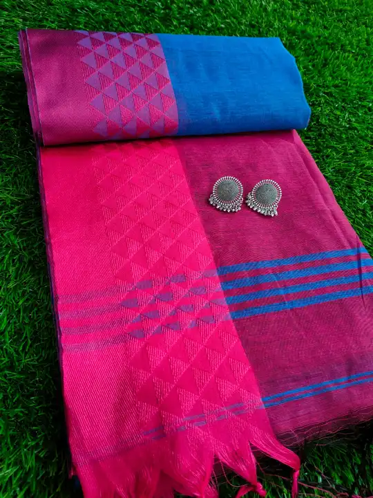 *BORO PAR RED VELVET SAREE WITH BLOUSE PIECE uploaded by FAB MARKET on 10/5/2023